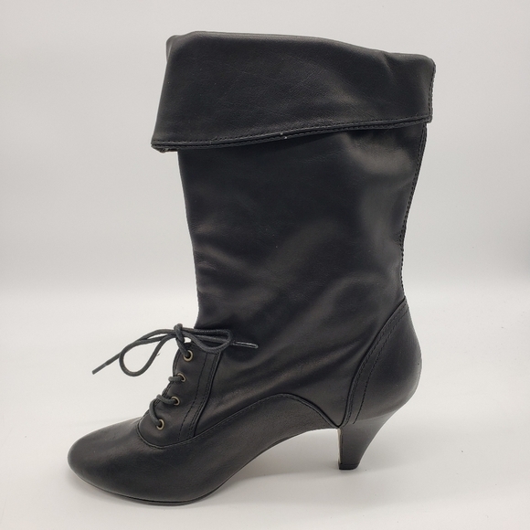 Seychelles women US 8.5 black leather calf high lace up vamp heeled boots - Picture 7 of 13